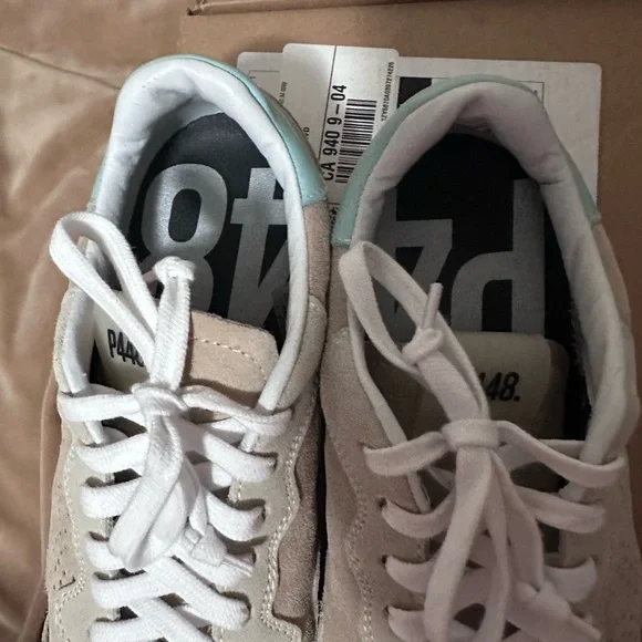 P448 Light Beige and White Sneakers With Mint Back 38 - Picture 5 of 6